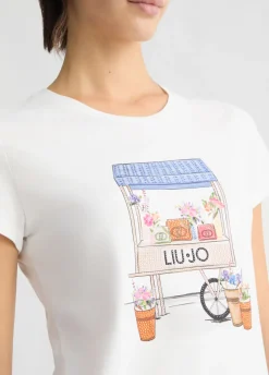 Liu Jo Camiseta con estampado y strass-Mujer Camisetas Y Tops