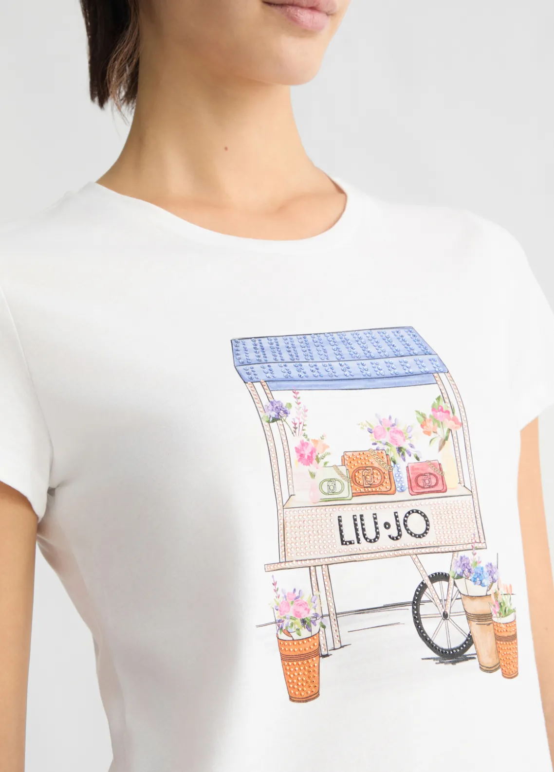 Liu Jo Camiseta con estampado y strass-Mujer Camisetas Y Tops