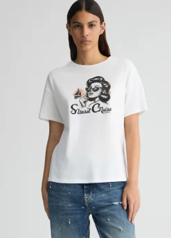 Liu Jo Camiseta con estampado y strass-Mujer Camisetas Y Tops