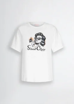 Liu Jo Camiseta con estampado y strass-Mujer Camisetas Y Tops