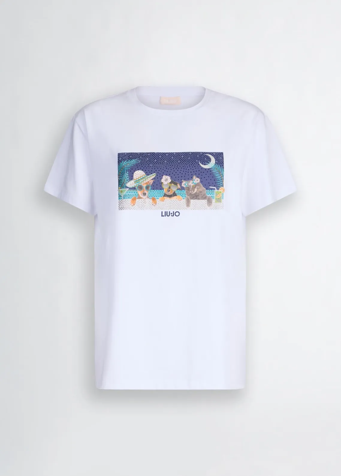 Liu Jo Camiseta con estampado y strass-Mujer Camisetas Y Tops