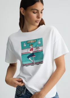 Liu Jo Camiseta con estampado y strass-Mujer Camisetas Y Tops