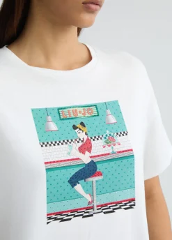 Liu Jo Camiseta con estampado y strass-Mujer Camisetas Y Tops