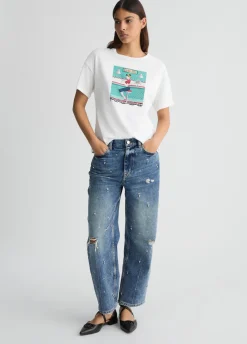 Liu Jo Camiseta con estampado y strass-Mujer Camisetas Y Tops