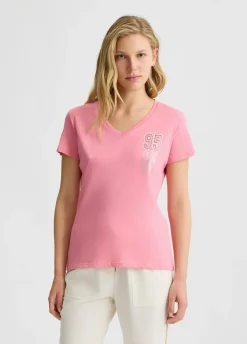 Liu Jo Camiseta con estampado y strass-Mujer Ropa Deportiva|Camisetas Y Tops