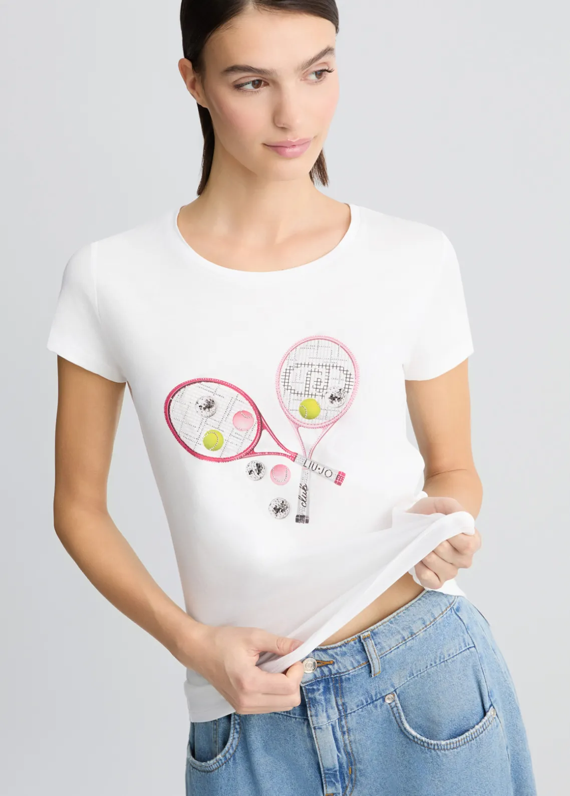 Liu Jo Camiseta con estampado y strass-Mujer Camisetas Y Tops