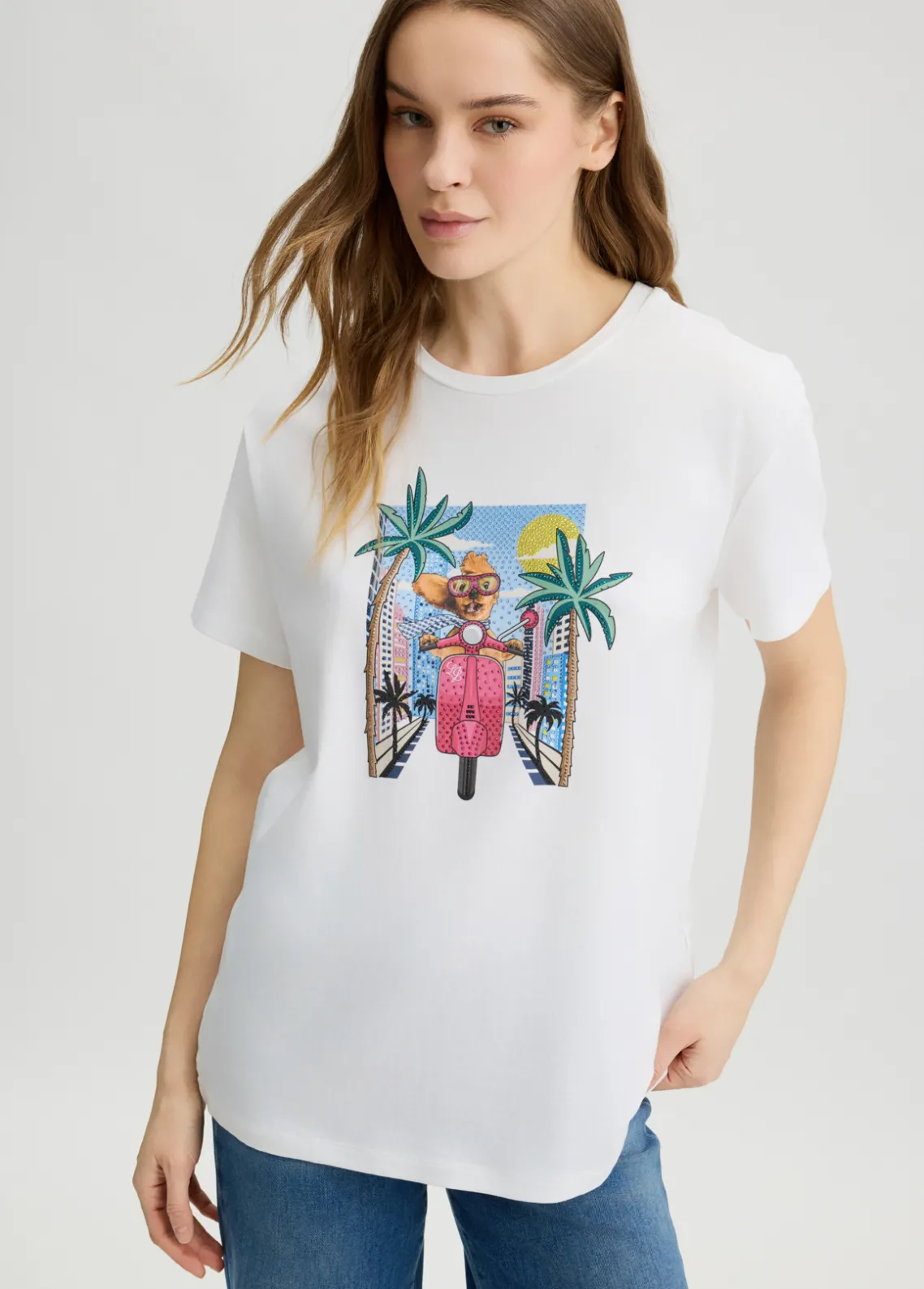 Liu Jo Camiseta con estampado y strass-Mujer Camisetas Y Tops