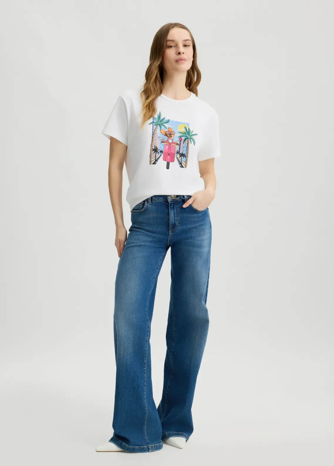 Liu Jo Camiseta con estampado y strass-Mujer Camisetas Y Tops