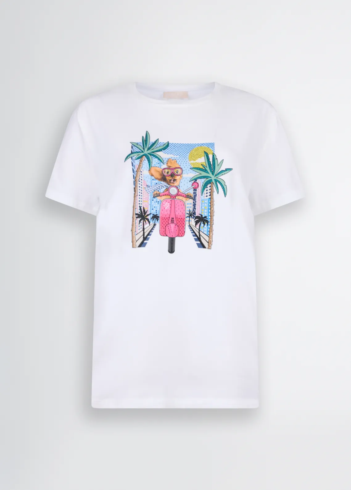 Liu Jo Camiseta con estampado y strass-Mujer Camisetas Y Tops