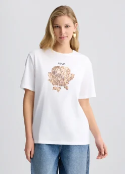 Liu Jo Camiseta con flor de estampado animal-Mujer Camisetas Y Tops