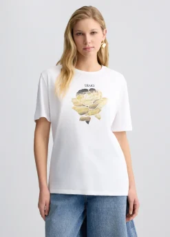 Liu Jo Camiseta con flor y strass-Mujer Camisetas Y Tops