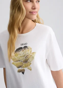Liu Jo Camiseta con flor y strass-Mujer Camisetas Y Tops