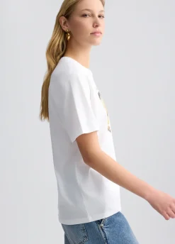 Liu Jo Camiseta con flor y strass-Mujer Camisetas Y Tops