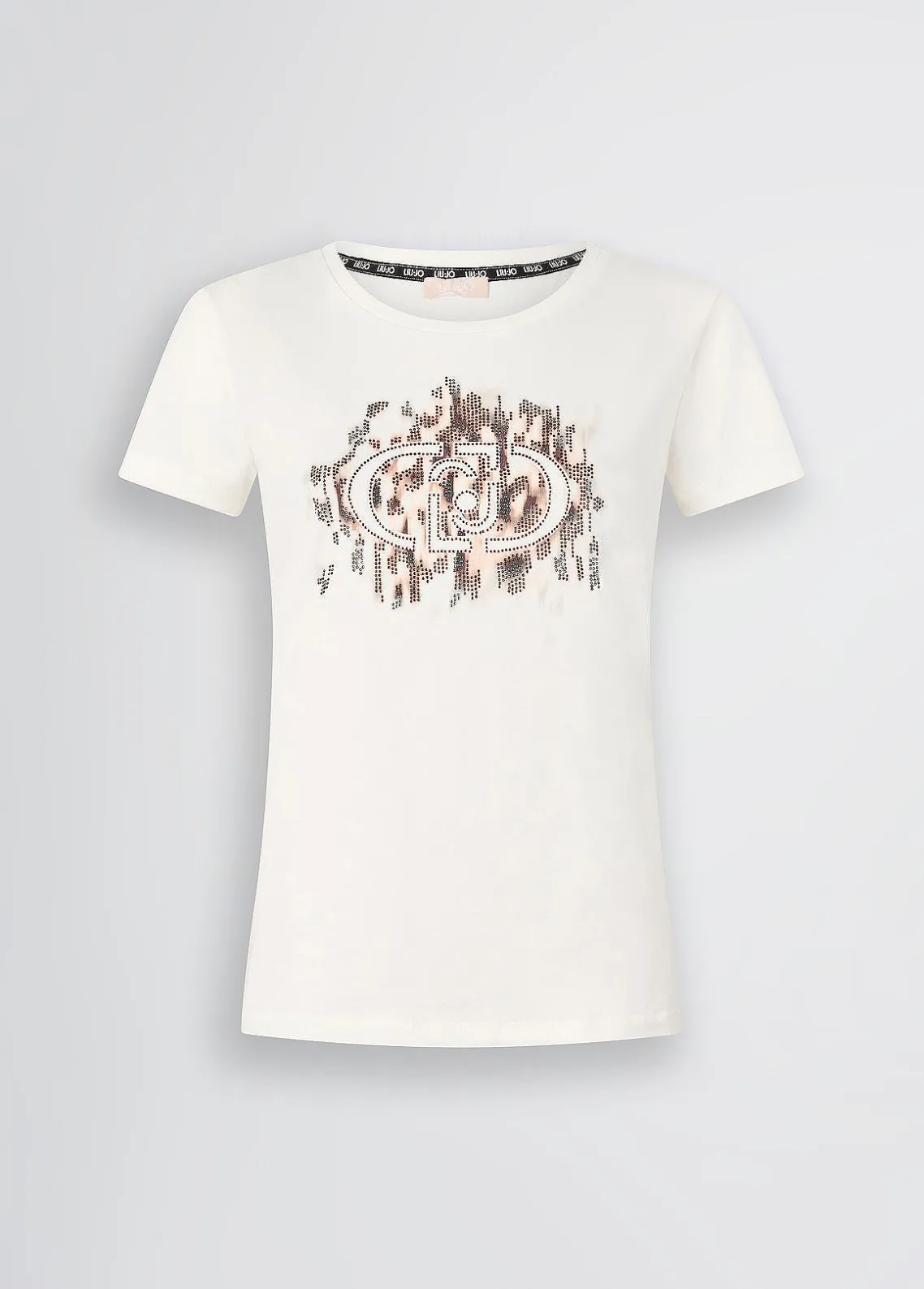 Liu Jo Camiseta con logotipo con estampado animal y strass-Mujer Ropa Deportiva|Camisetas Y Tops