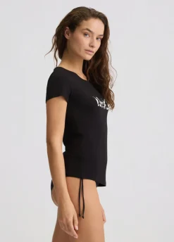 Liu Jo Camiseta con logotipo y perlas-Mujer Moda Baño|Camisetas Y Tops