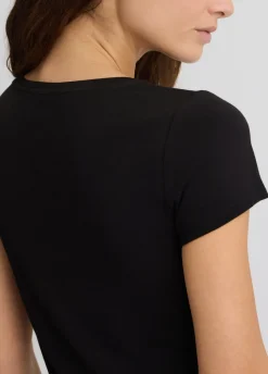 Liu Jo Camiseta con logotipo y perlas-Mujer Moda Baño|Camisetas Y Tops