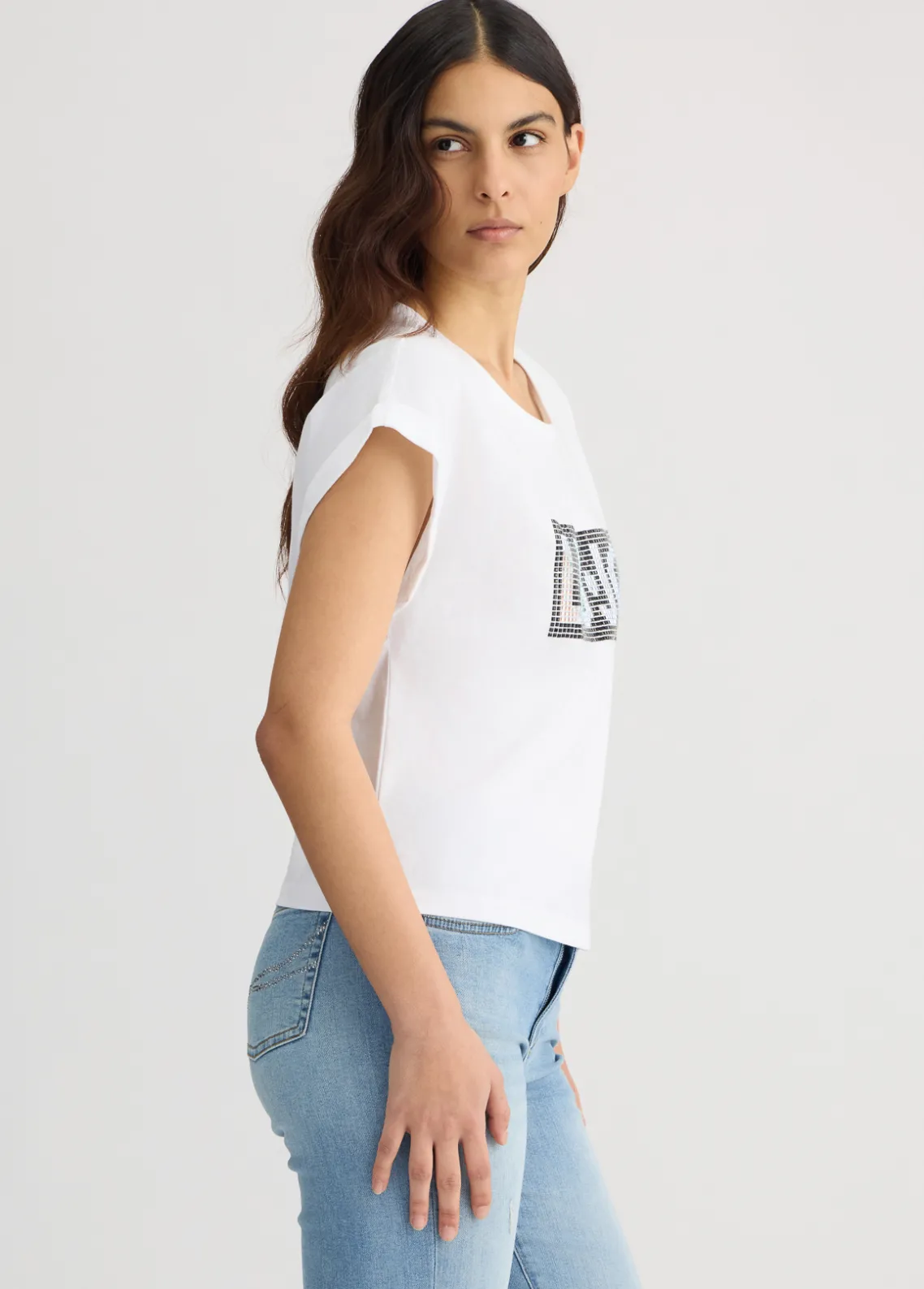 Liu Jo Camiseta con logotipo y strass-Mujer Moda Baño|Camisetas Y Tops