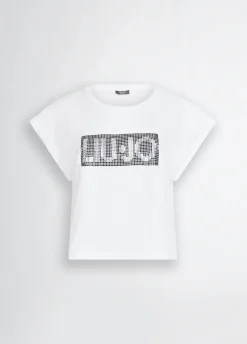 Liu Jo Camiseta con logotipo y strass-Mujer Moda Baño|Camisetas Y Tops