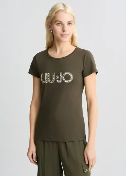Liu Jo Camiseta con logotipo y strass-Mujer Moda Baño|Camisetas Y Tops
