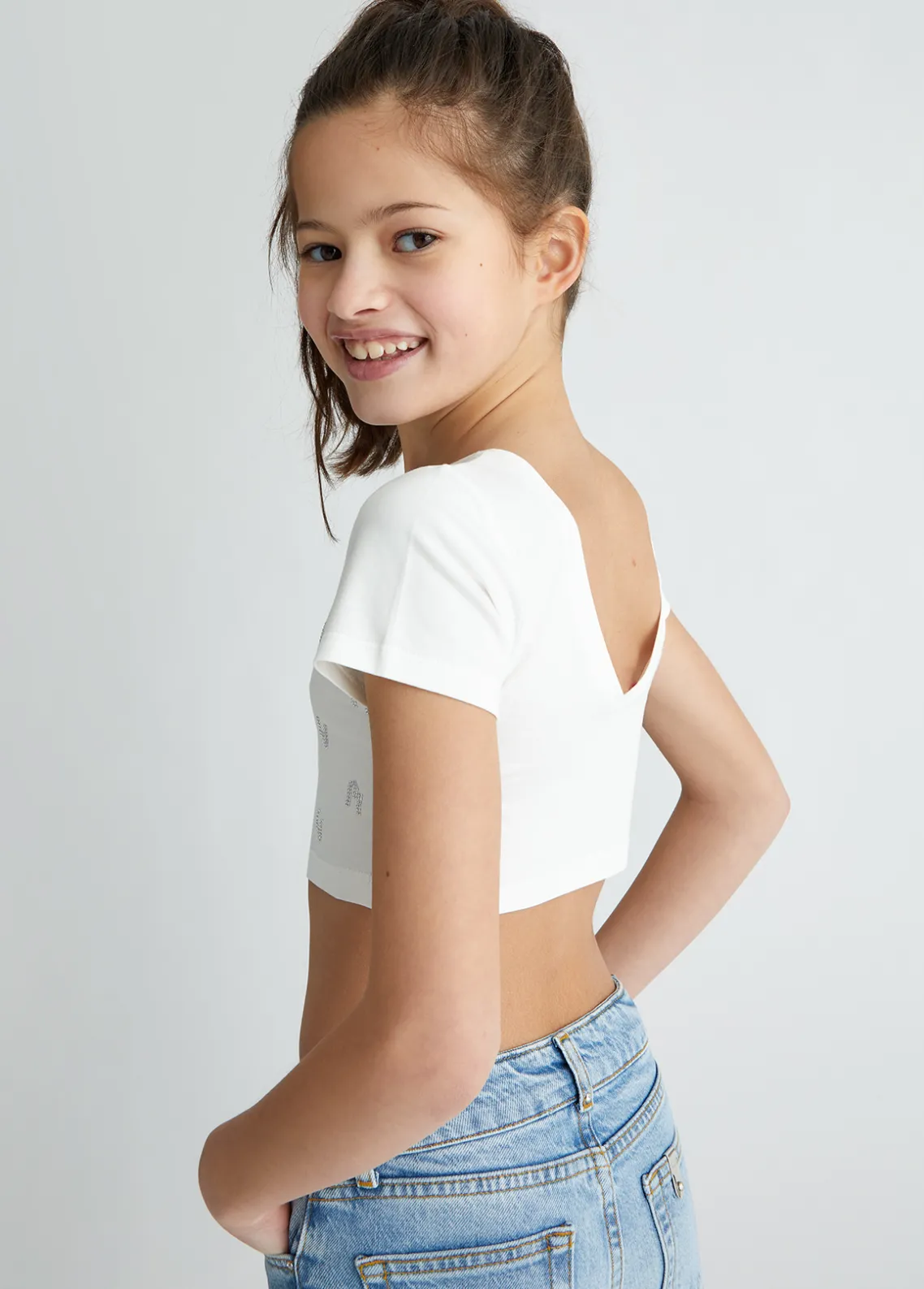 Liu Jo Camiseta con logotipo y strass- Camisetas