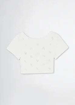 Liu Jo Camiseta con logotipo y strass- Camisetas