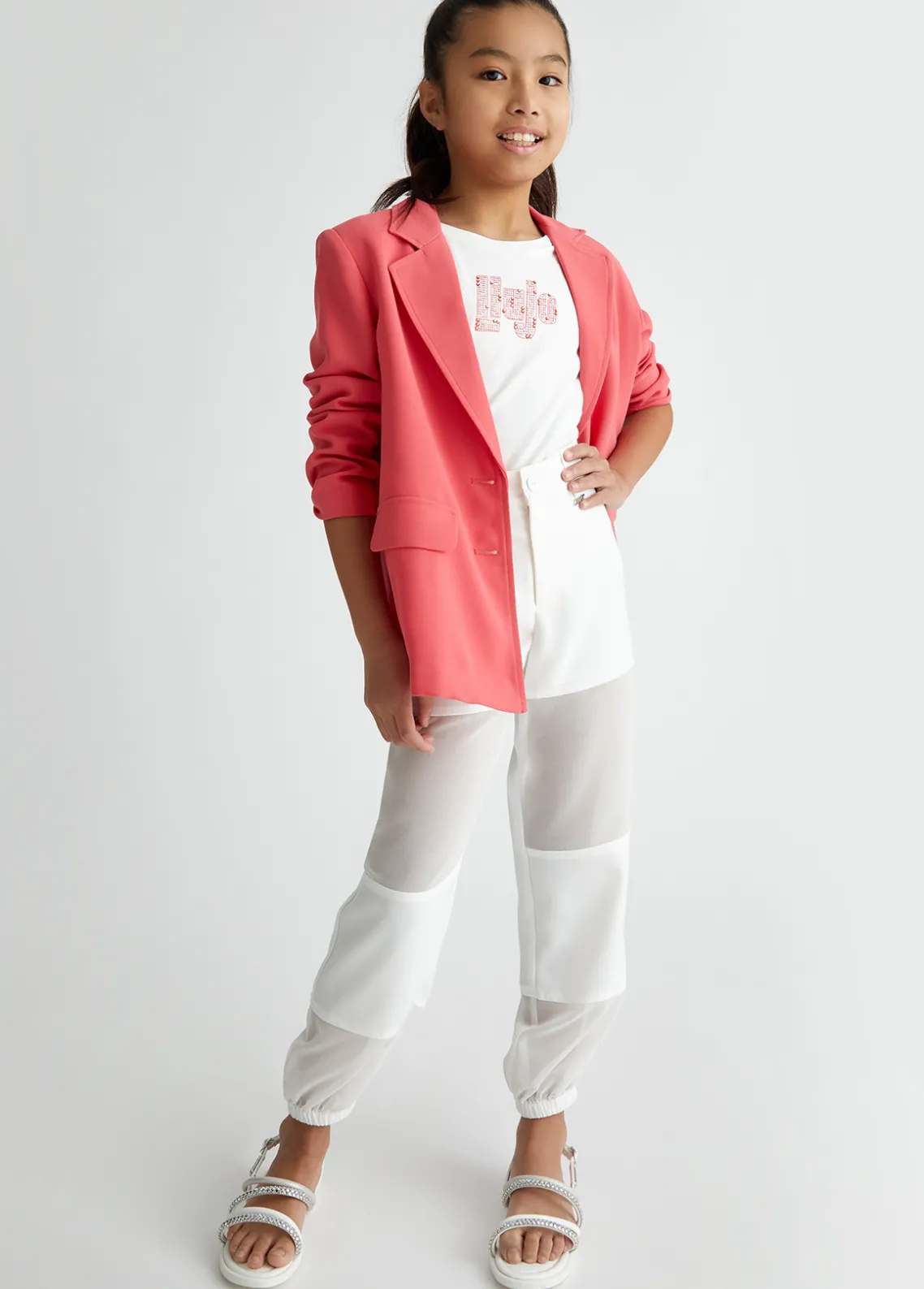 Liu Jo Camiseta con logotipo y strass- Camisetas