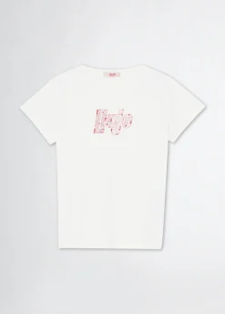 Liu Jo Camiseta con logotipo y strass- Camisetas