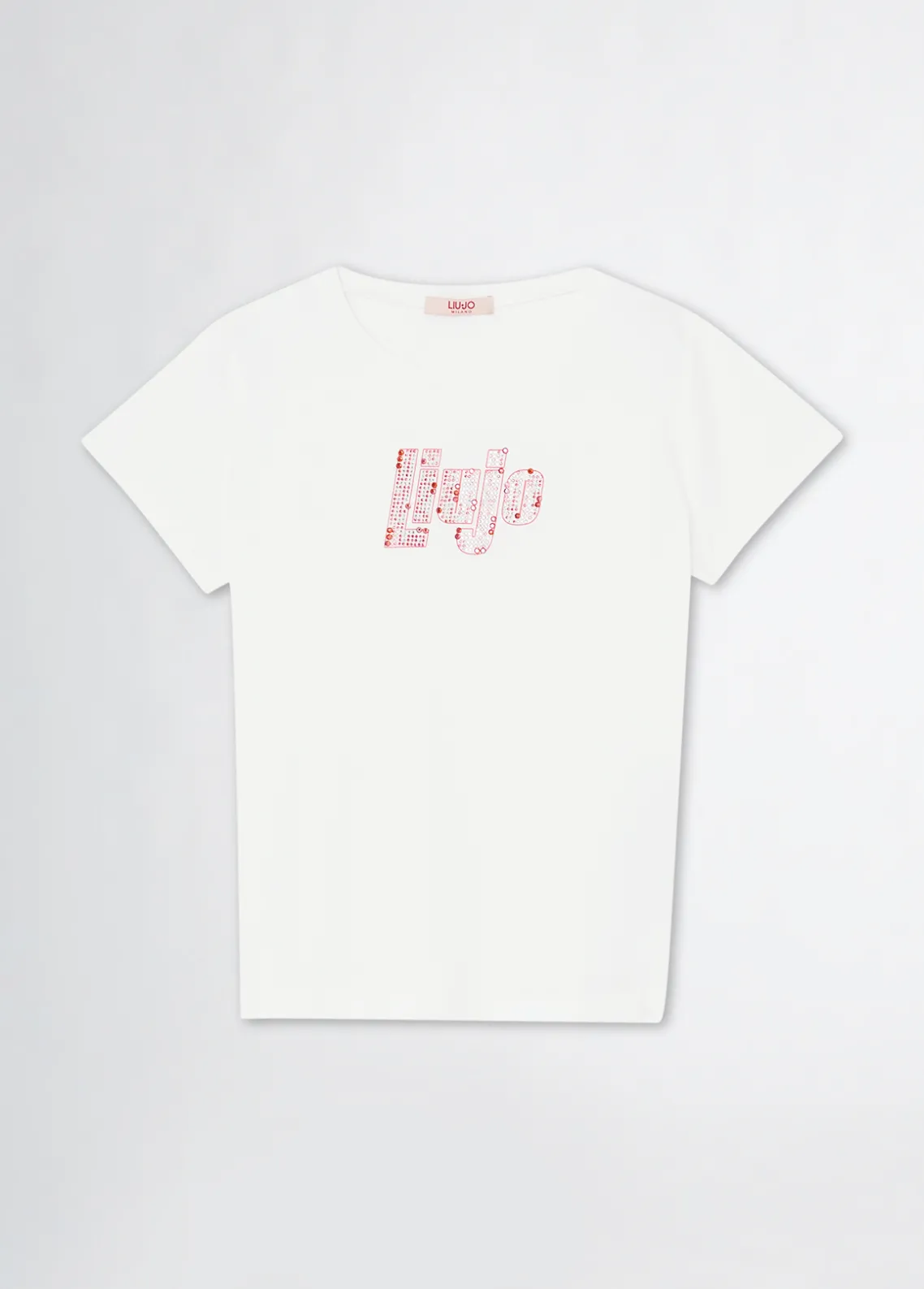 Liu Jo Camiseta con logotipo y strass- Camisetas