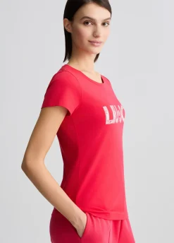 Liu Jo Camiseta con logotipo y strass-Mujer Moda Baño|Camisetas Y Tops