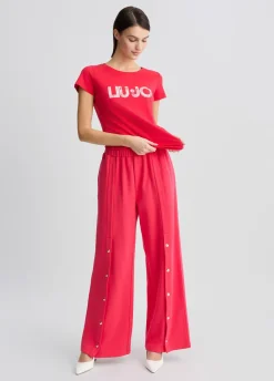 Liu Jo Camiseta con logotipo y strass-Mujer Moda Baño|Camisetas Y Tops