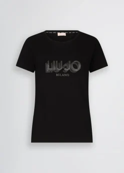Liu Jo Camiseta con logotipo y strass-Mujer Camisetas Y Tops