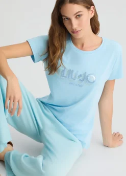 Liu Jo Camiseta con logotipo y strass-Mujer Camisetas Y Tops