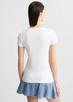 Liu Jo Camiseta con logotipo y strass-Mujer Moda Baño|Camisetas Y Tops