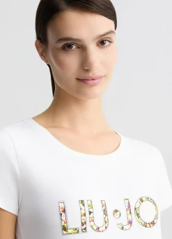 Liu Jo Camiseta con logotipo y strass-Mujer Moda Baño|Camisetas Y Tops