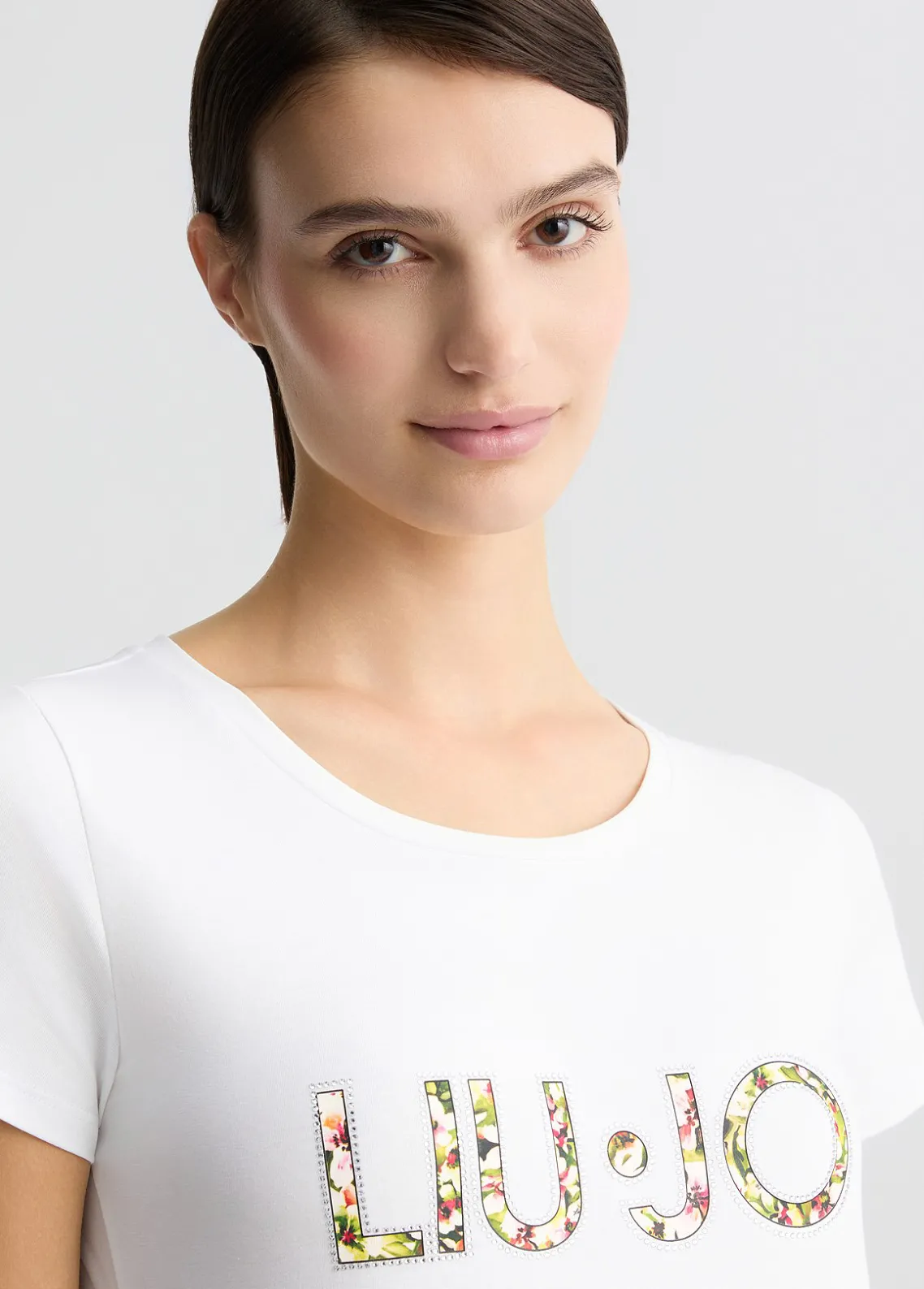 Liu Jo Camiseta con logotipo y strass-Mujer Moda Baño|Camisetas Y Tops