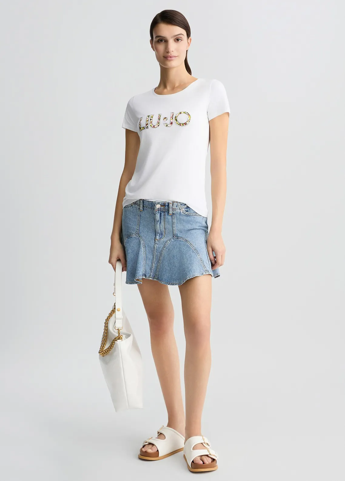 Liu Jo Camiseta con logotipo y strass-Mujer Moda Baño|Camisetas Y Tops