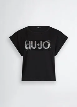 Liu Jo Camiseta con logotipo y strass-Mujer Moda Baño|Camisetas Y Tops