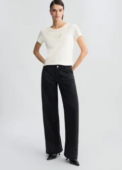 Liu Jo Camiseta con logotipo y strass-Mujer Ropa Deportiva|Camisetas Y Tops