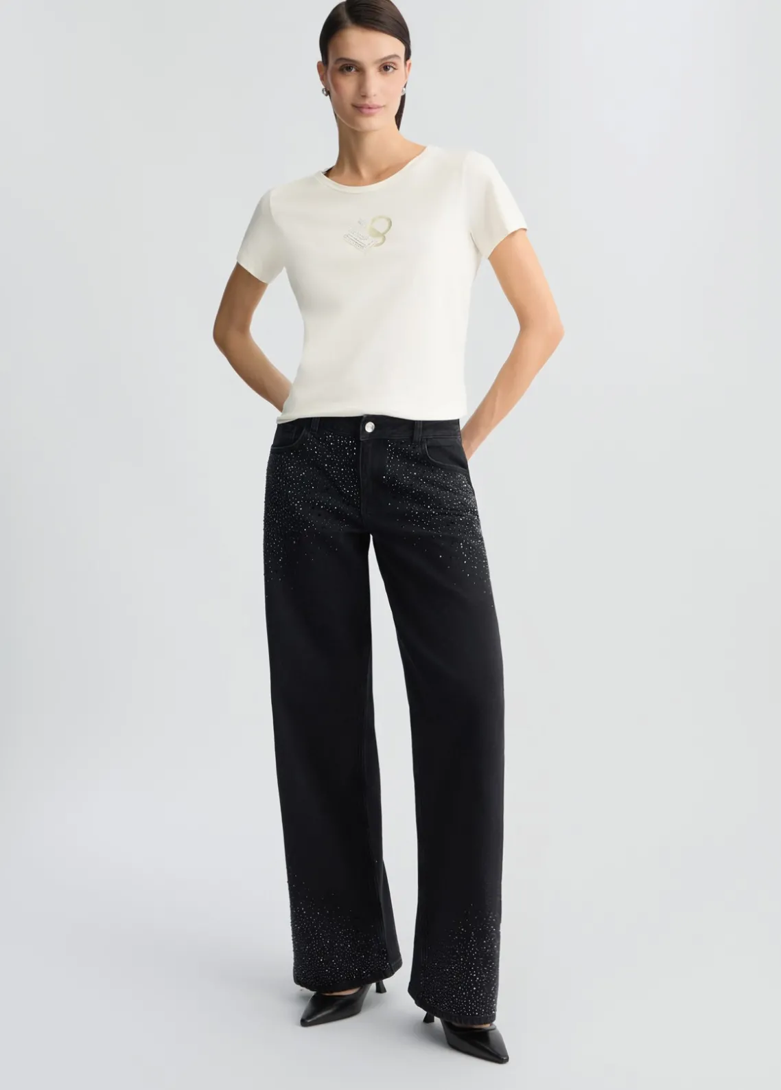 Liu Jo Camiseta con logotipo y strass-Mujer Ropa Deportiva|Camisetas Y Tops