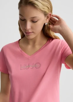 Liu Jo Camiseta con logotipo y strass-Mujer Ropa Deportiva|Camisetas Y Tops