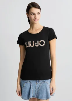 Liu Jo Camiseta con logotipo y strass-Mujer Moda Baño|Camisetas Y Tops