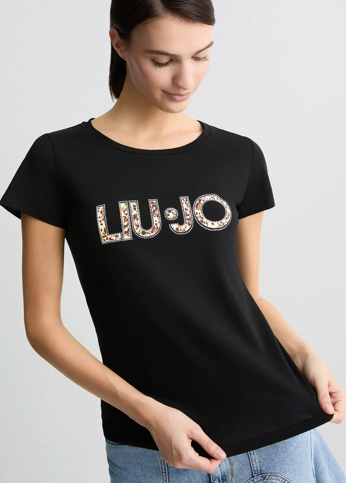 Liu Jo Camiseta con logotipo y strass-Mujer Moda Baño|Camisetas Y Tops