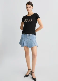 Liu Jo Camiseta con logotipo y strass-Mujer Moda Baño|Camisetas Y Tops