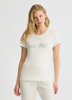 Liu Jo Camiseta con logotipo y strass-Mujer Ropa Deportiva|Camisetas Y Tops