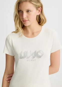 Liu Jo Camiseta con logotipo y strass-Mujer Ropa Deportiva|Camisetas Y Tops