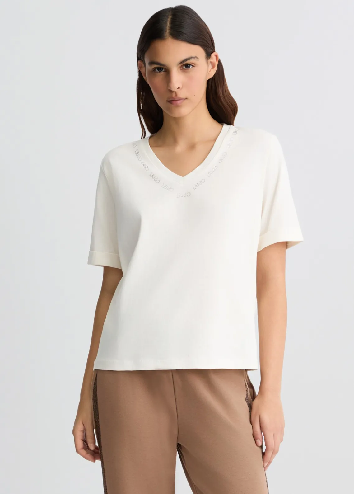 Liu Jo Camiseta con logotipo y strass-Mujer Ropa Deportiva|Camisetas Y Tops