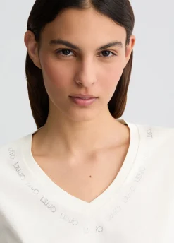 Liu Jo Camiseta con logotipo y strass-Mujer Ropa Deportiva|Camisetas Y Tops