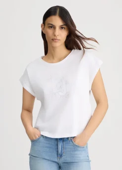 Liu Jo Camiseta con logotipo y strass-Mujer Moda Baño|Camisetas Y Tops