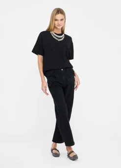 Liu Jo Camiseta con perlas y strass-Mujer Camisetas Y Tops