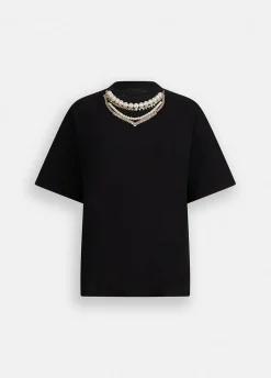 Liu Jo Camiseta con perlas y strass-Mujer Camisetas Y Tops